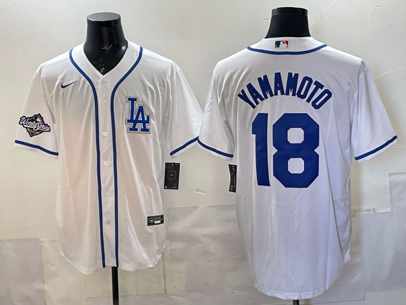 Men 2026 Nike Los Angeles Dodgers #18 Yamamoto White Game MLB Jersey 02